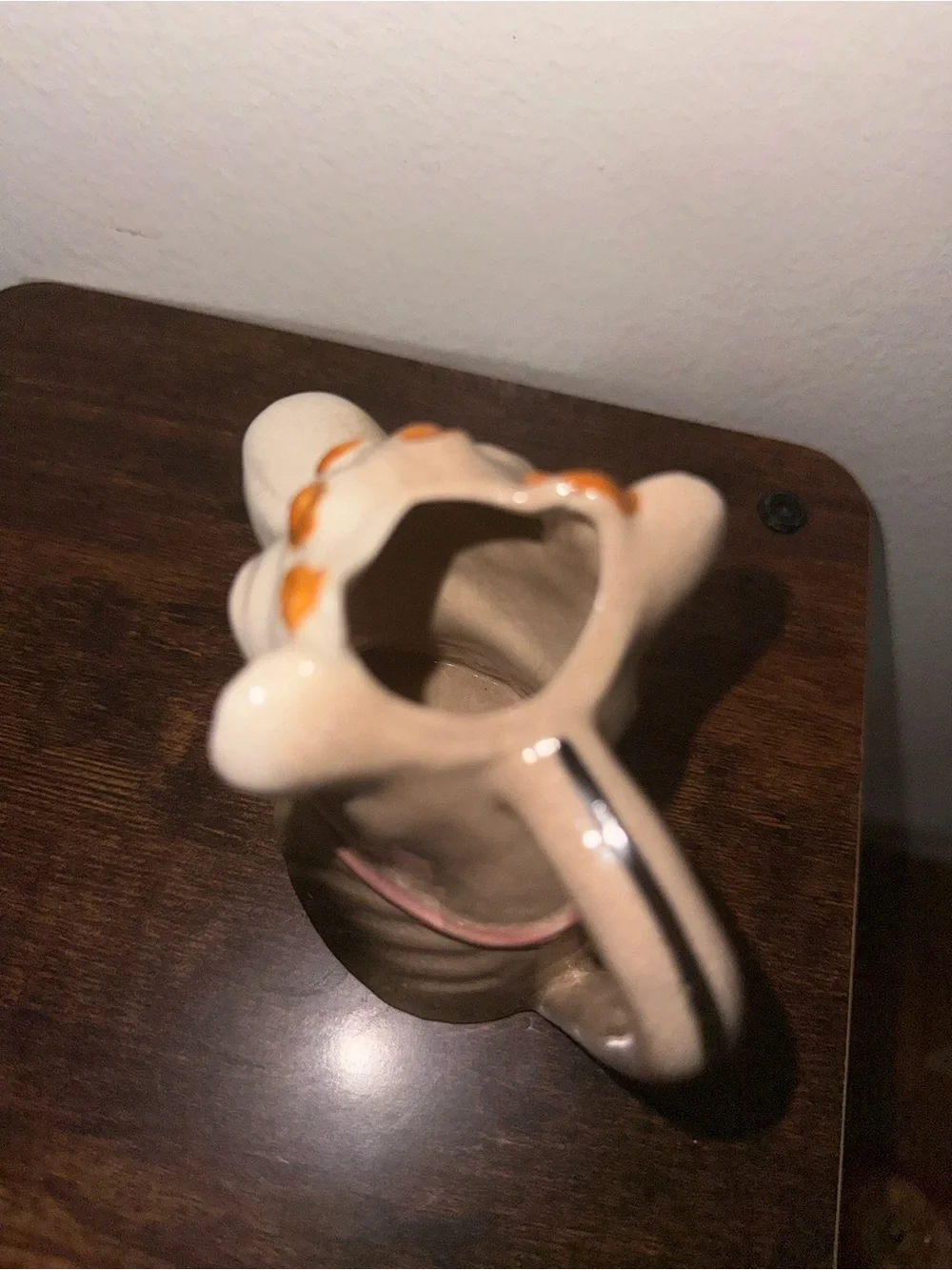 Whimsical Ceramic Cow Head creamer in Cream, Pink and Blue